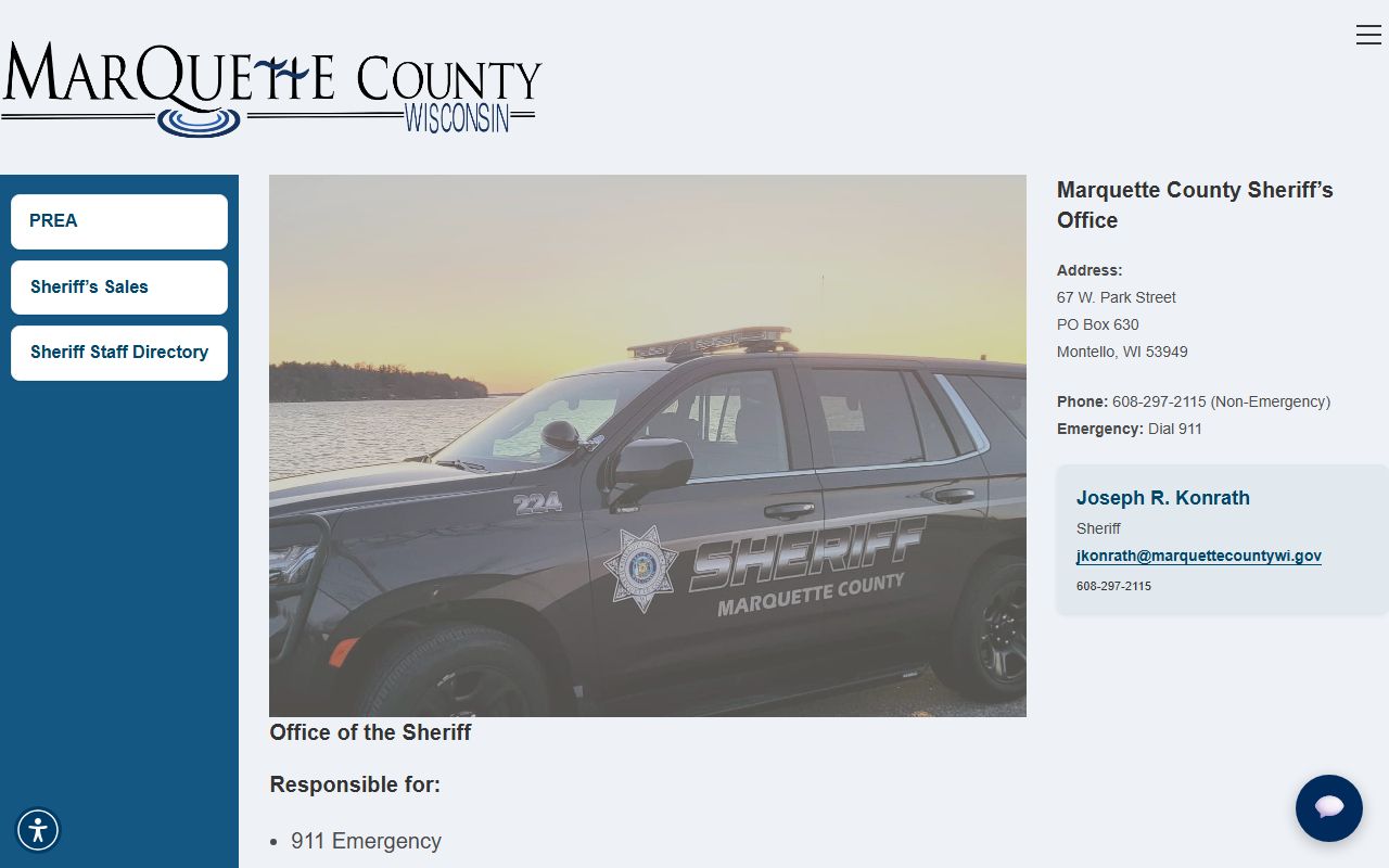 Marquette County inmate population sheriff office jail contact page